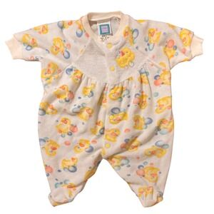 Vintage Baby Clothes Little Me Baby Romper 0-3M Rubber Ducky Footed Sleeper Rare